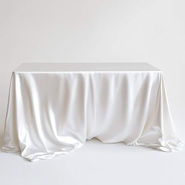 1pc White Satin Tablecloth, Wrinkle & Stain Resistant, Washable - Suitable For Home, Wedding, Party, Cafe, Picnic, Rectangular Shape, Multiple Sizes Available