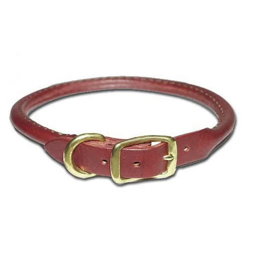 Pet toysPremium Burgundy Round Rolled Leather Dog Collar