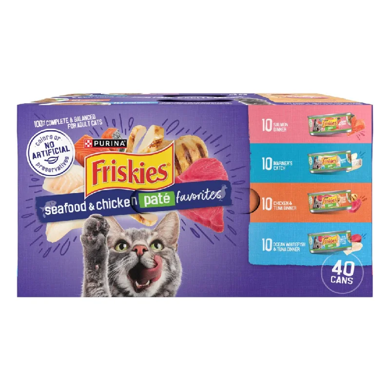 3. **Ingredient-Related**  Friskies Seafood & Chicken Pate Variety Pack Canned Cat Food