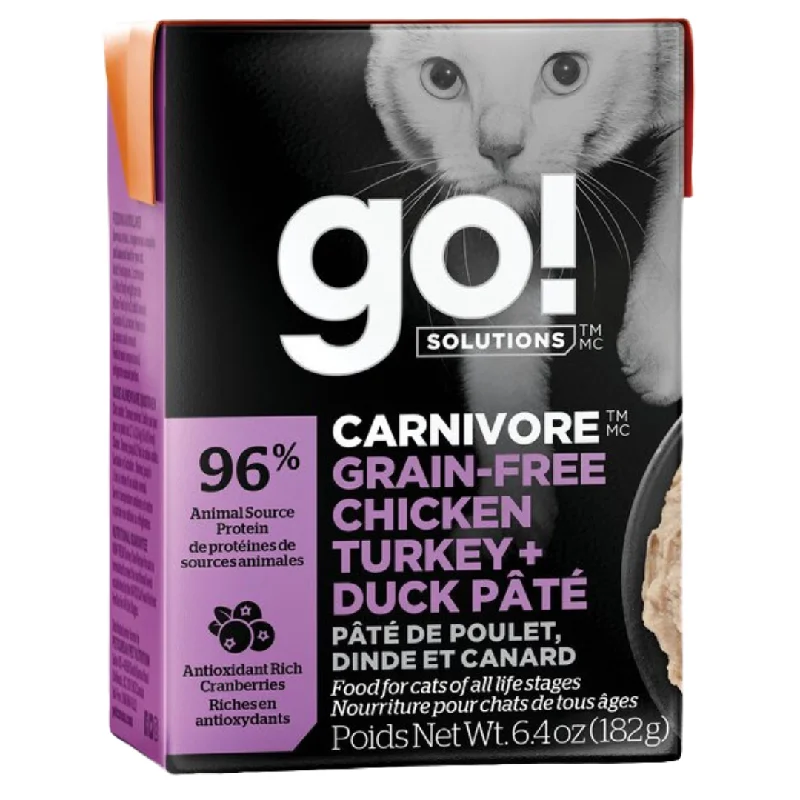    - Senior cat food  Petcurean Go! Carnivore Grain Free Chicken, Turkey & Duck Pate Wet Cat Food