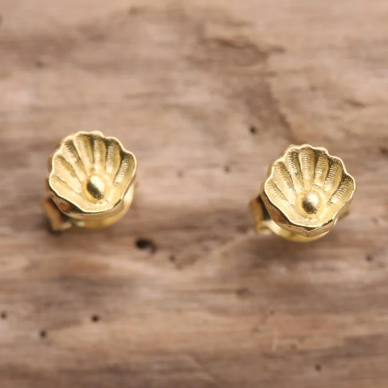 - Air box TSA certified check-inGolden Oyster Gold-Plated Oyster-Motif Stud Earrings