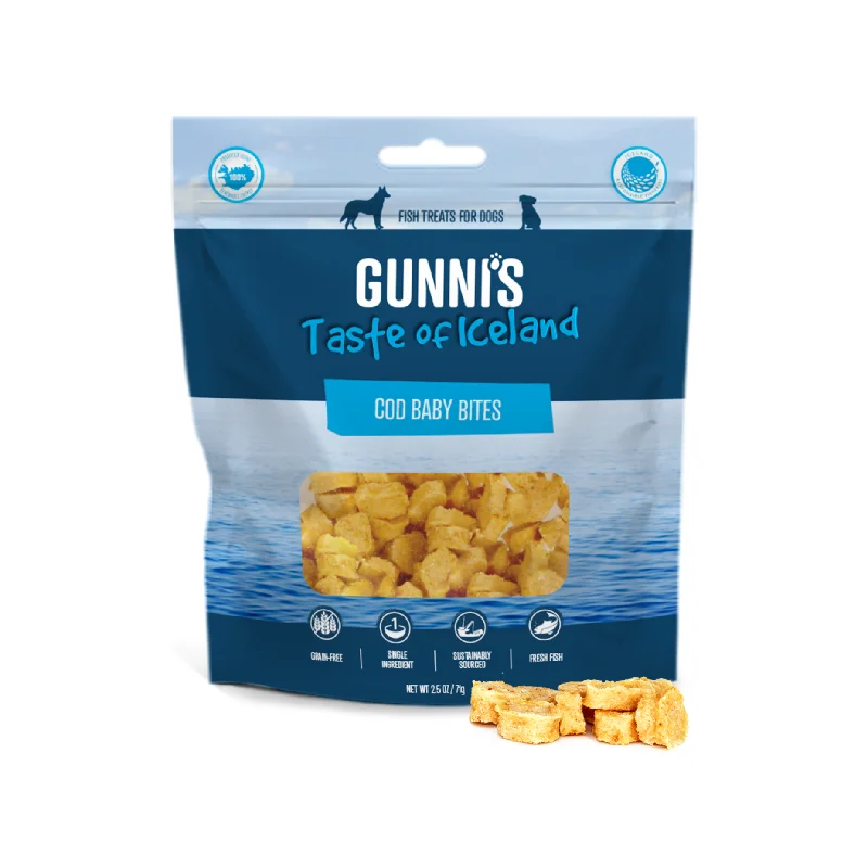 - Food for small dogsGUNNI’S Cod Baby Bites Dog Treats 71g