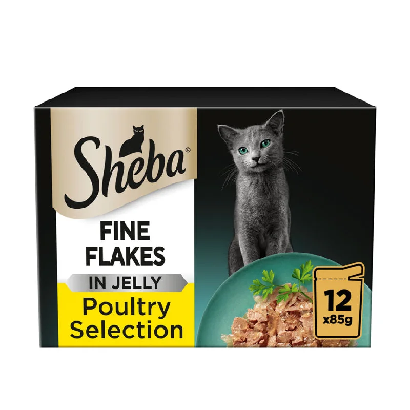    - Cat food for picky eaters  Sheba Fine Flakes Cat Food Pouches Poultry in Jelly