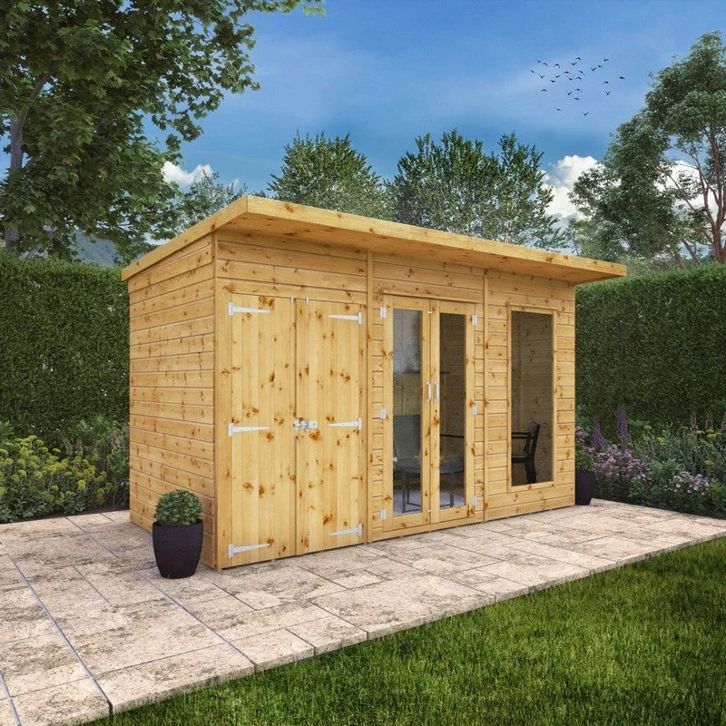 - Pet monitor with cameraMercia Maine 7' 7" x 11' 10" Pent Summerhouse with Side Shed - Classic 12mm Cladding Tongue & Groove