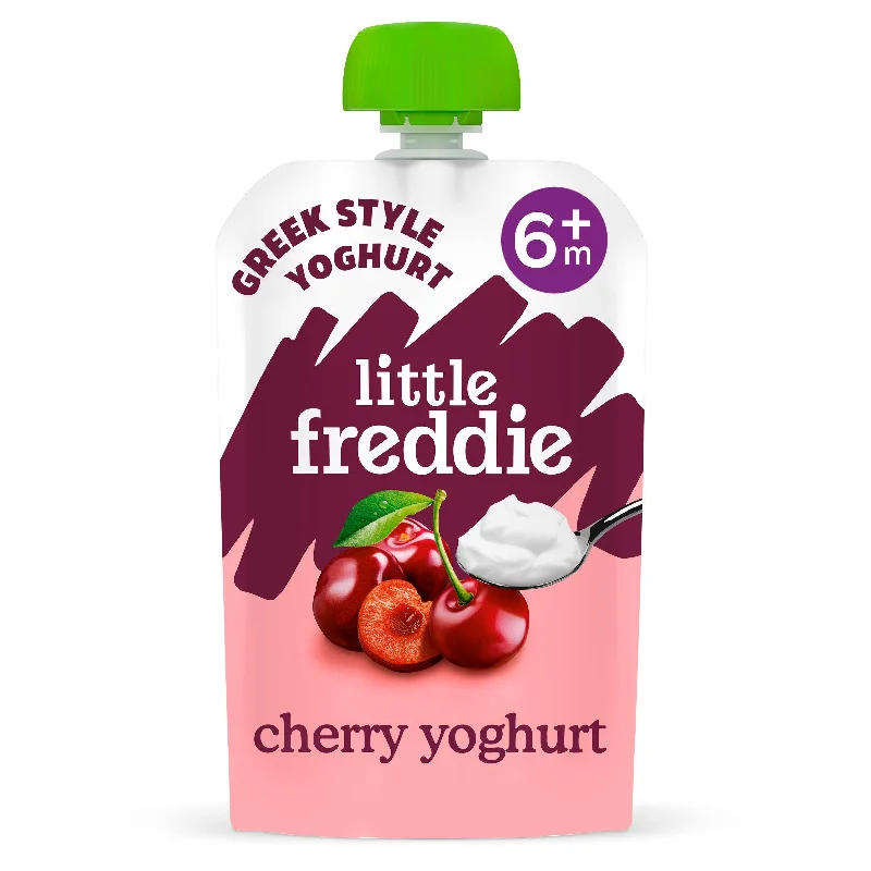 - Organic cotton dog bibsLittle Freddie Organic Luscious Cherry Greek Style Yoghurt Stage 1 +6 Months Smooth 100g