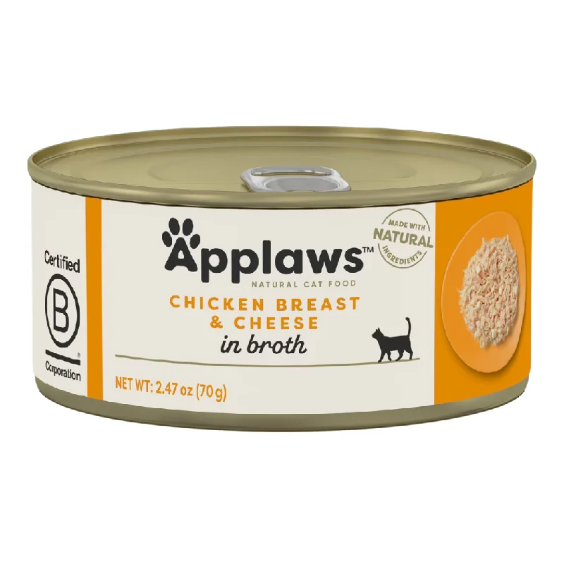    - High-protein cat food  Applaws Chicken Breast with Cheese in Broth Canned Cat Food