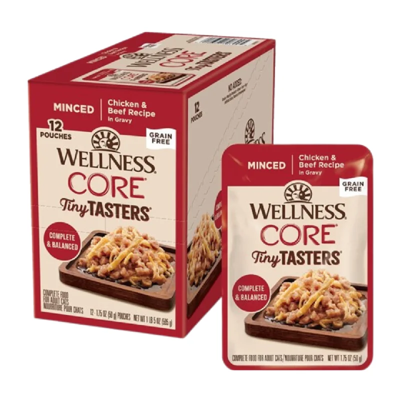    - Royal Canin cat food recommendations  Wellness Core Tiny Tasters Minced Chicken & Beef Wet Cat Food