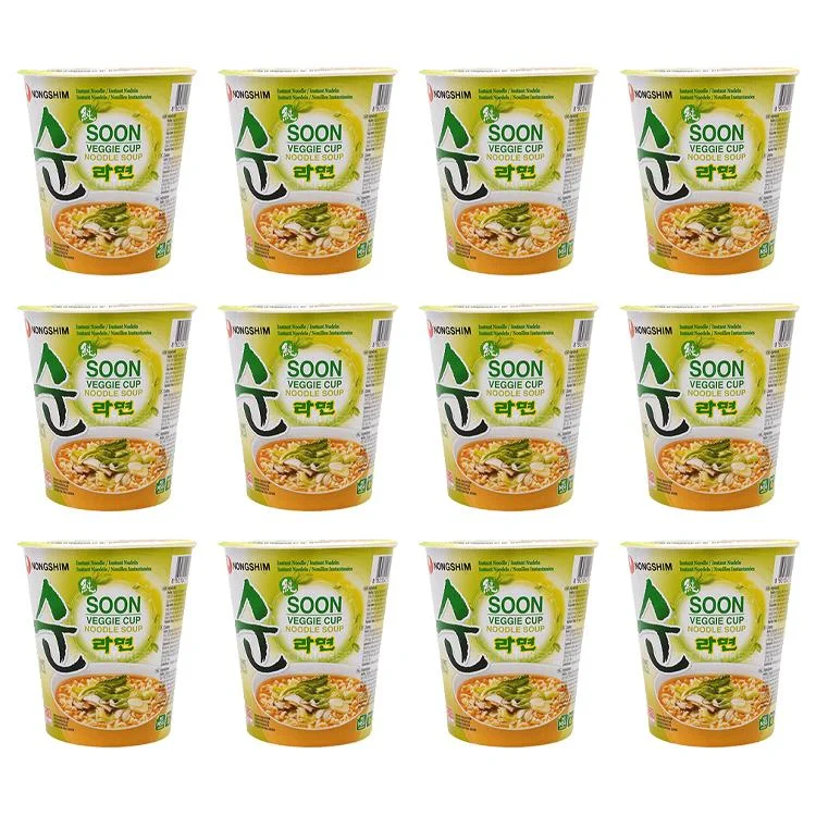 Pet ProductsSoon Veggie 67g Cup Instant Noodles - Pack of 12 - By Nongshim