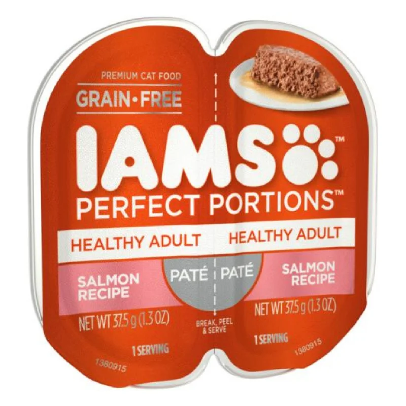 2. **Brand-Related**  IAMS Perfect Portions Healthy Adult Salmon Pate Wet Cat Food