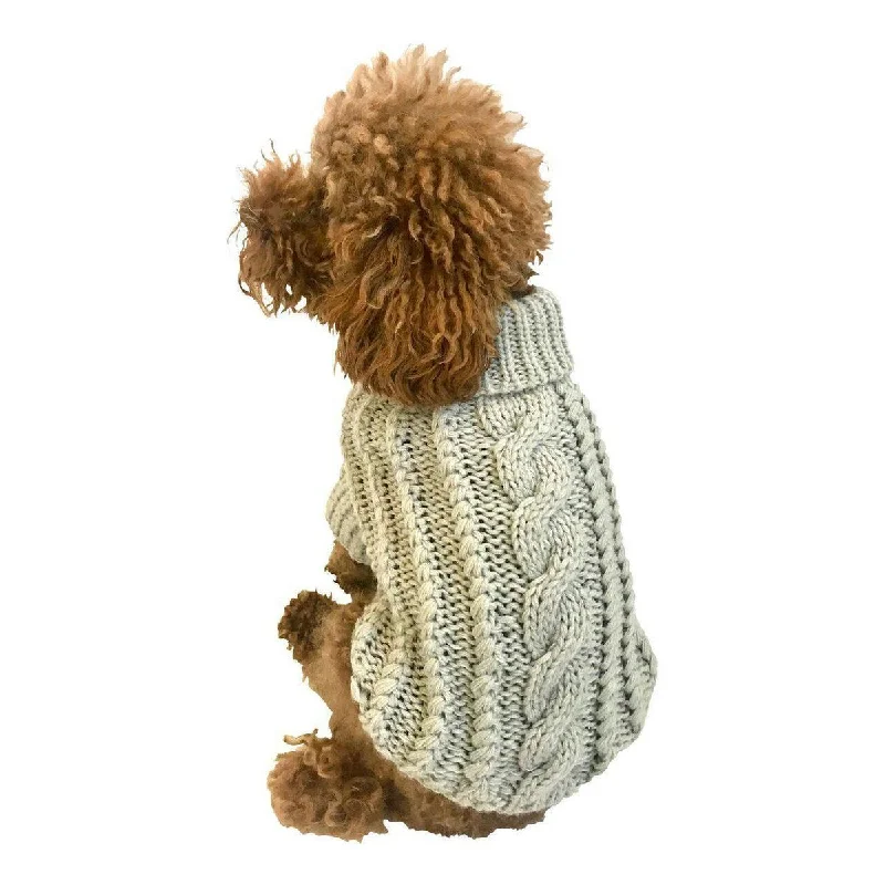 - Plush pet toy selectionIrish Isle Handknit Mockneck Dog Sweater Silver