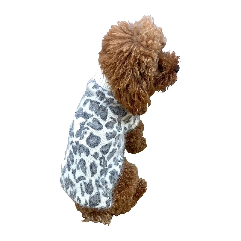 Pet toysSuperstar Leopard Dog Sweater Grey On Ivory